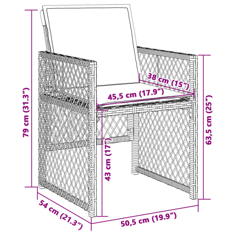 vidaXL 4 db vegyes bézs polyrattan kerti szék párnával