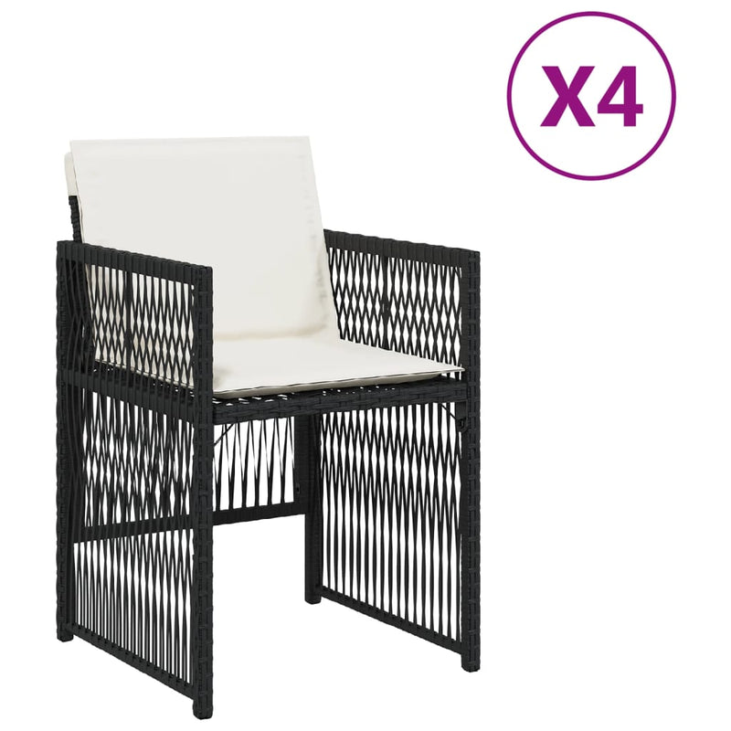 vidaXL 4 db fekete polyrattan kerti szék párnával
