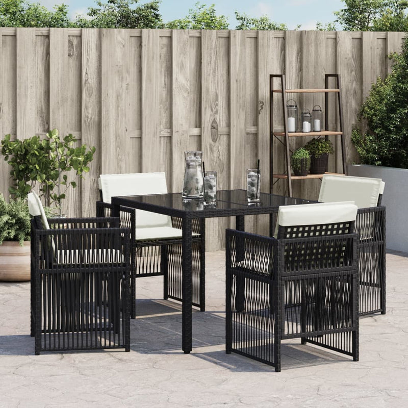 vidaXL 4 db fekete polyrattan kerti szék párnával