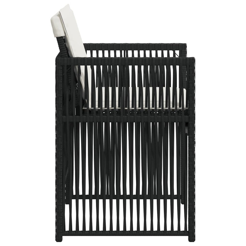 vidaXL 4 db fekete polyrattan kerti szék párnával