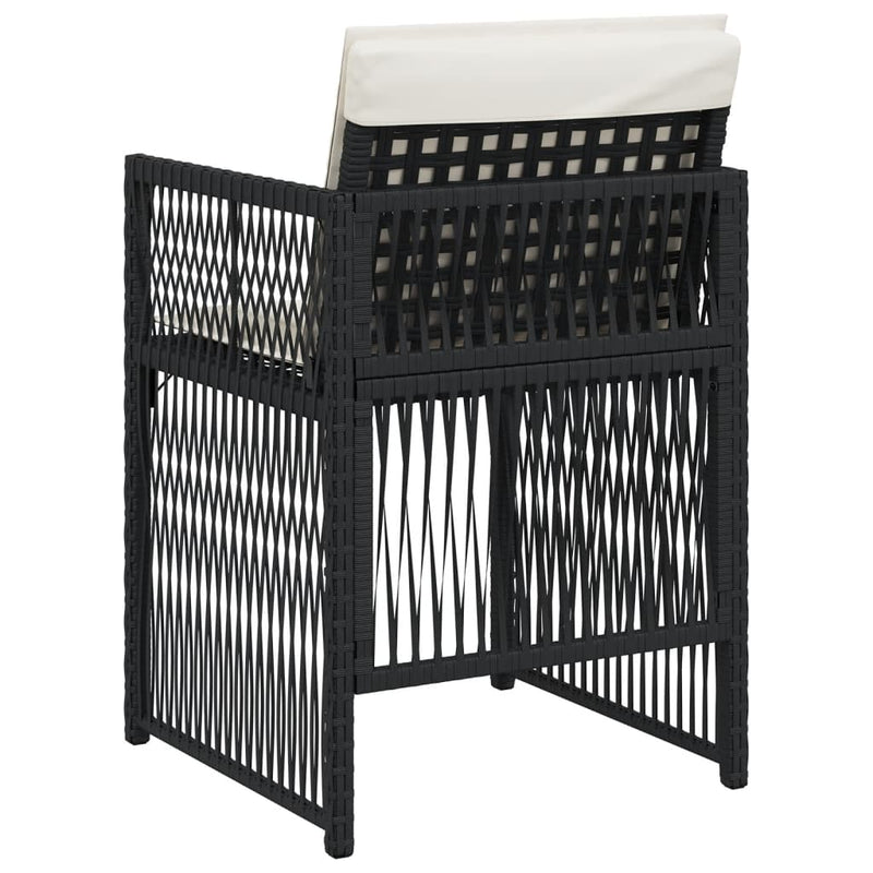 vidaXL 4 db fekete polyrattan kerti szék párnával