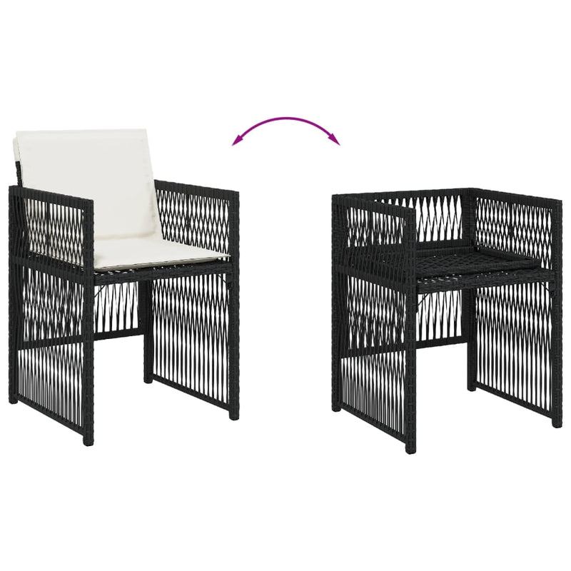 vidaXL 4 db fekete polyrattan kerti szék párnával