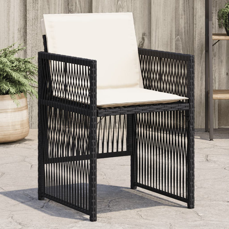 vidaXL 4 db fekete polyrattan kerti szék párnával