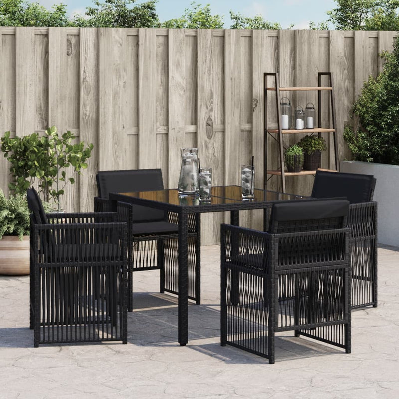 vidaXL 4 db fekete polyrattan kerti szék párnával