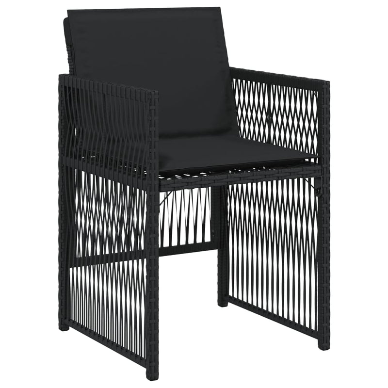 vidaXL 4 db fekete polyrattan kerti szék párnával
