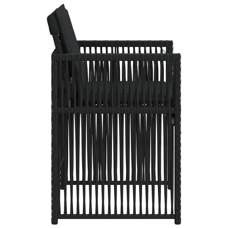vidaXL 4 db fekete polyrattan kerti szék párnával