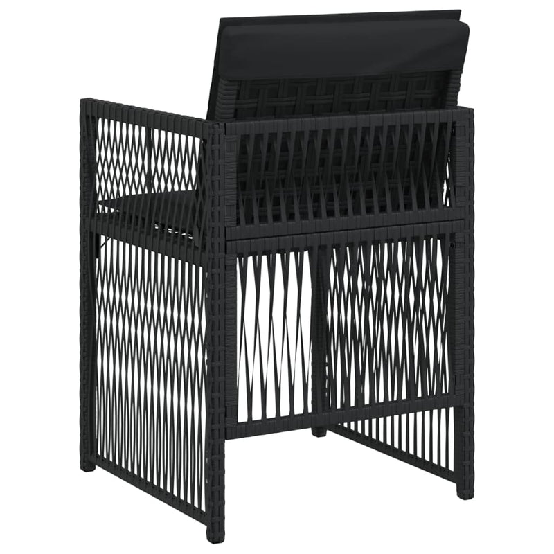 vidaXL 4 db fekete polyrattan kerti szék párnával