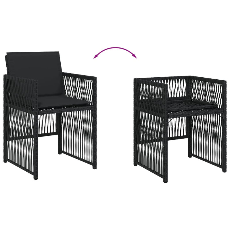 vidaXL 4 db fekete polyrattan kerti szék párnával