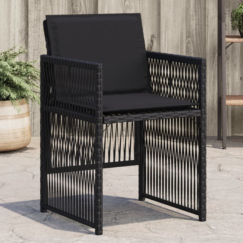 vidaXL 4 db fekete polyrattan kerti szék párnával