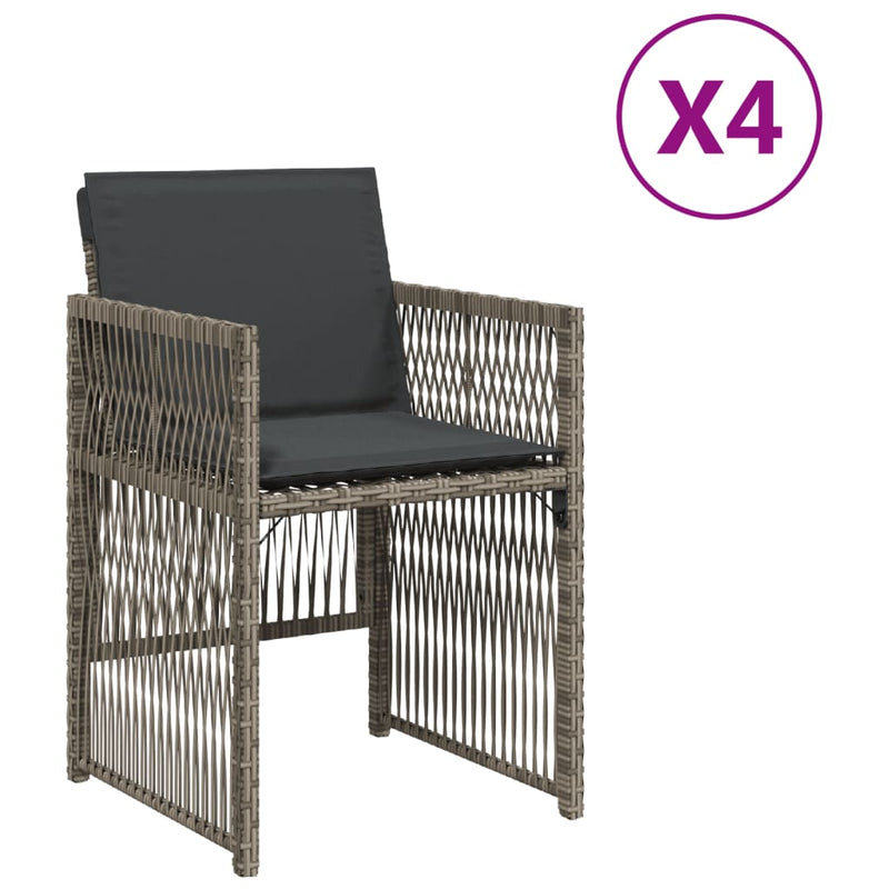 vidaXL 4 db szürke polyrattan kerti szék párnával