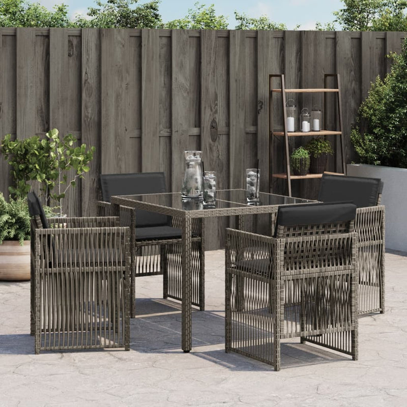 vidaXL 4 db szürke polyrattan kerti szék párnával