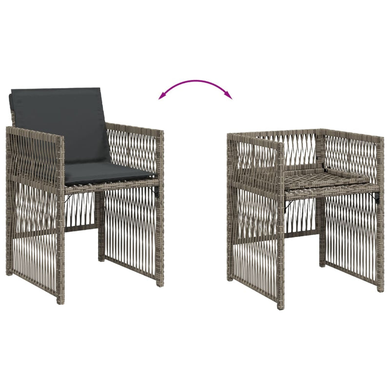 vidaXL 4 db szürke polyrattan kerti szék párnával