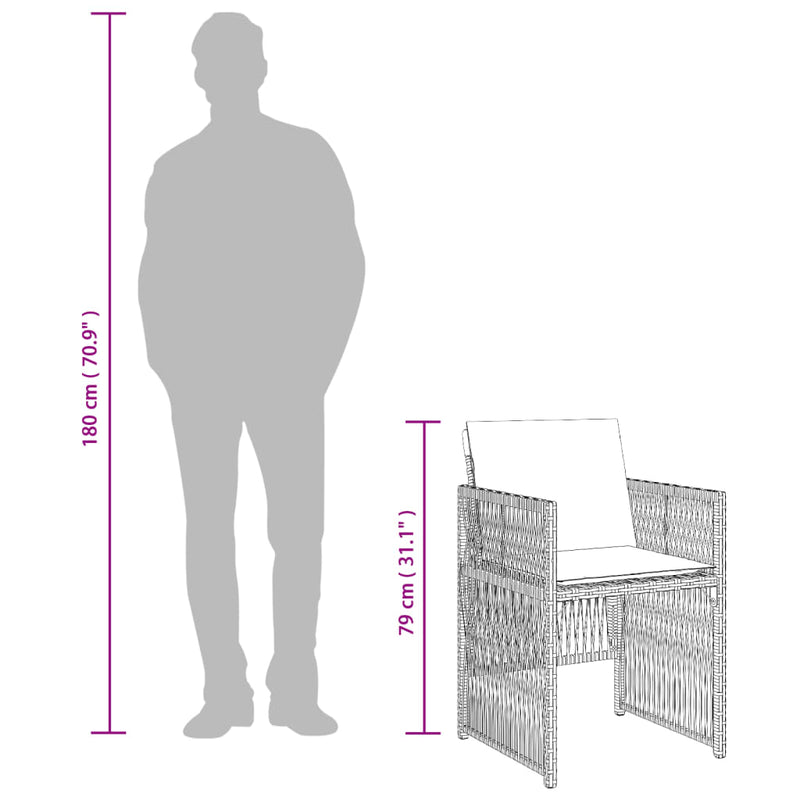vidaXL 4 db szürke polyrattan kerti szék párnával