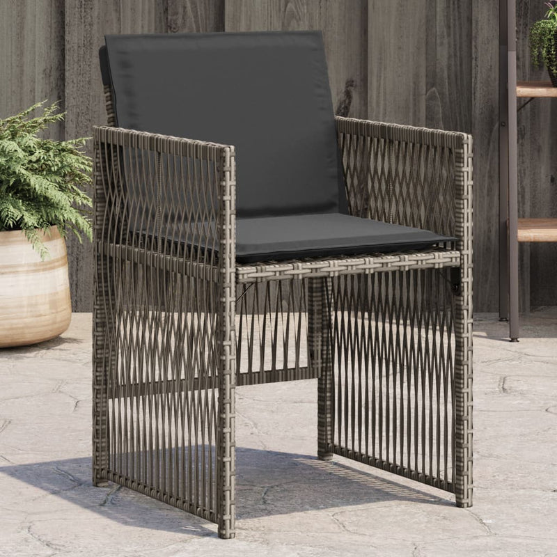 vidaXL 4 db szürke polyrattan kerti szék párnával