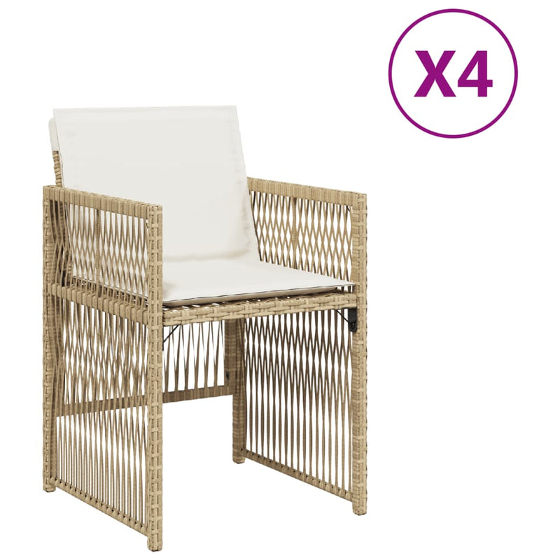 vidaXL 4 db bézs polyrattan kerti szék párnával