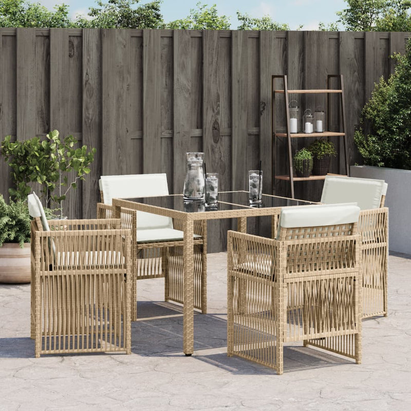 vidaXL 4 db bézs polyrattan kerti szék párnával
