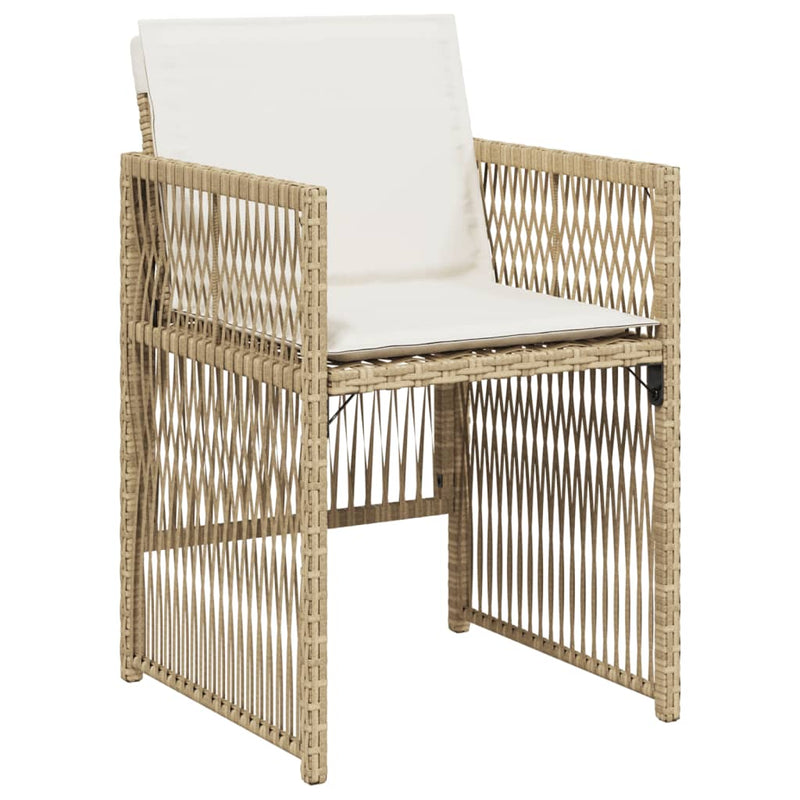 vidaXL 4 db bézs polyrattan kerti szék párnával