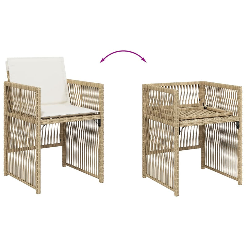 vidaXL 4 db bézs polyrattan kerti szék párnával
