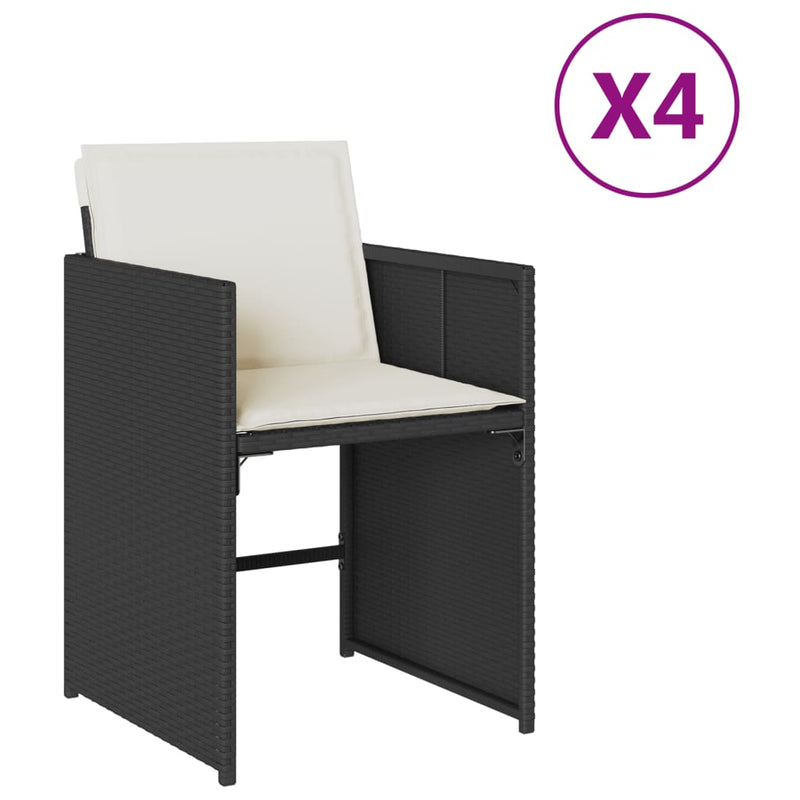 vidaXL 4 db fekete polyrattan kerti szék párnával