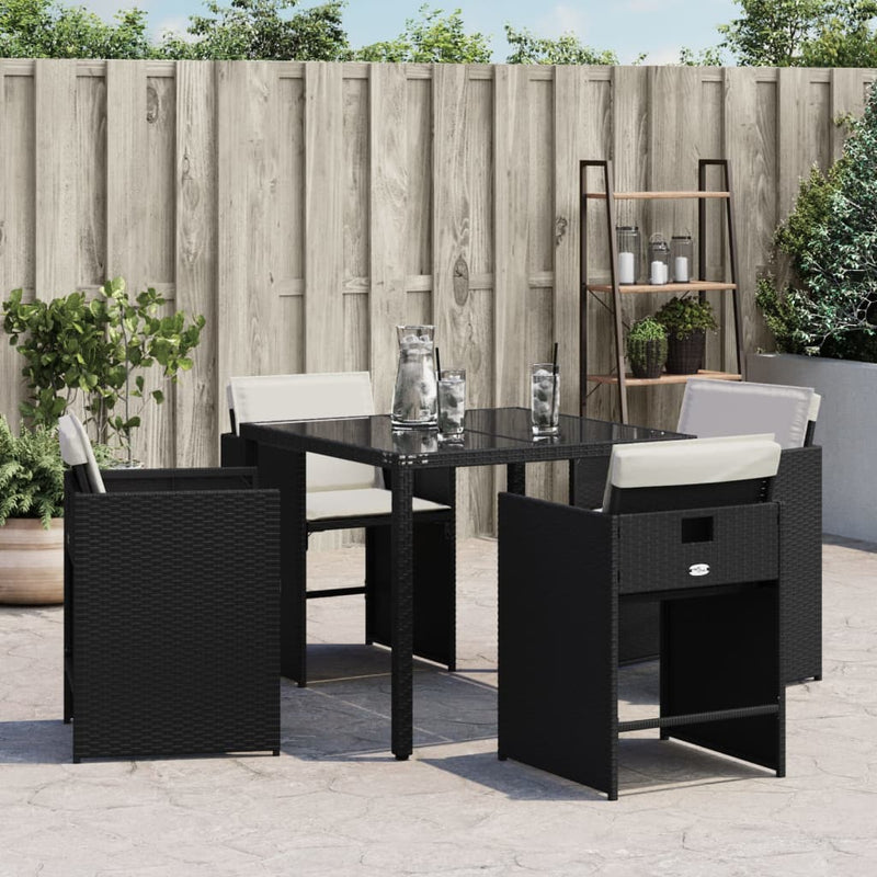 vidaXL 4 db fekete polyrattan kerti szék párnával
