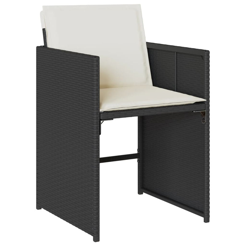 vidaXL 4 db fekete polyrattan kerti szék párnával
