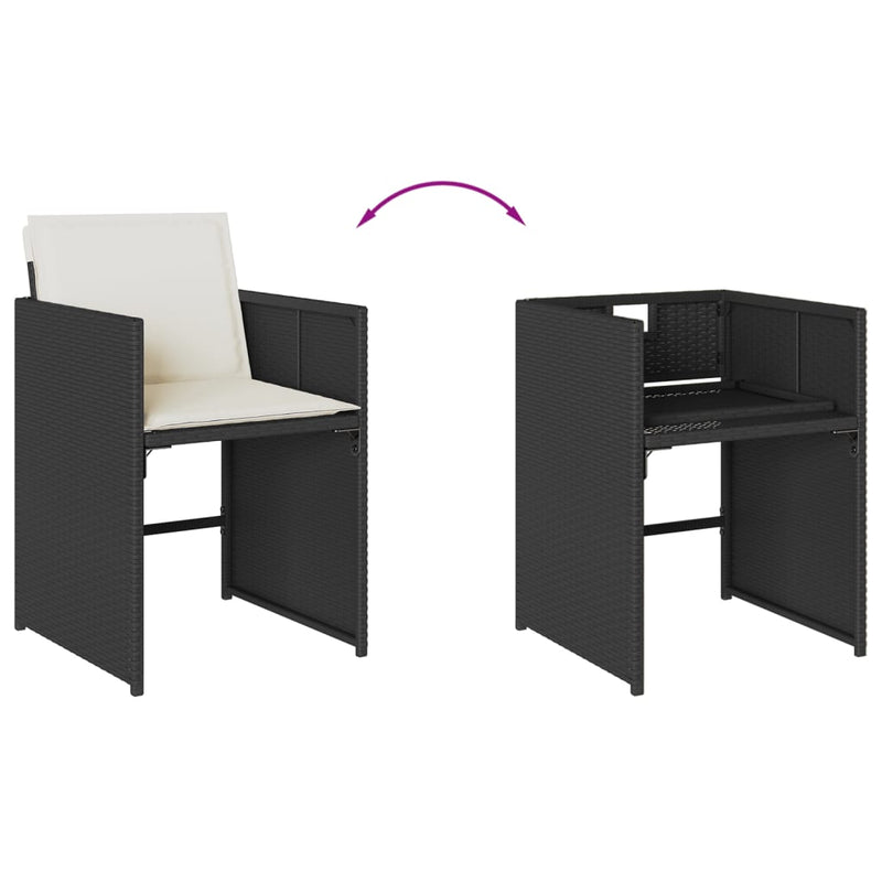 vidaXL 4 db fekete polyrattan kerti szék párnával