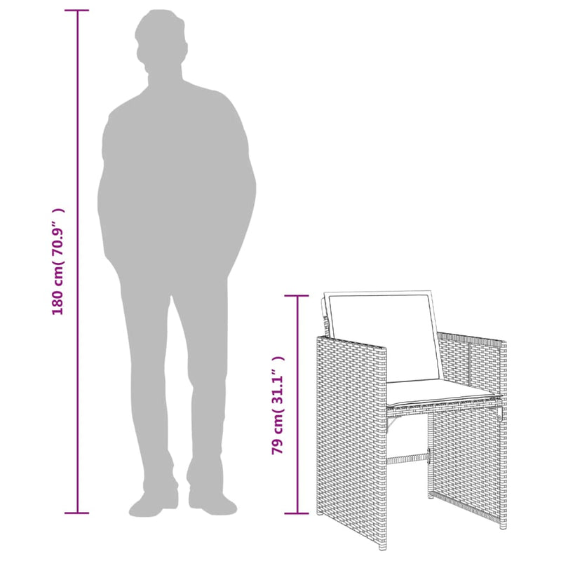 vidaXL 4 db fekete polyrattan kerti szék párnával