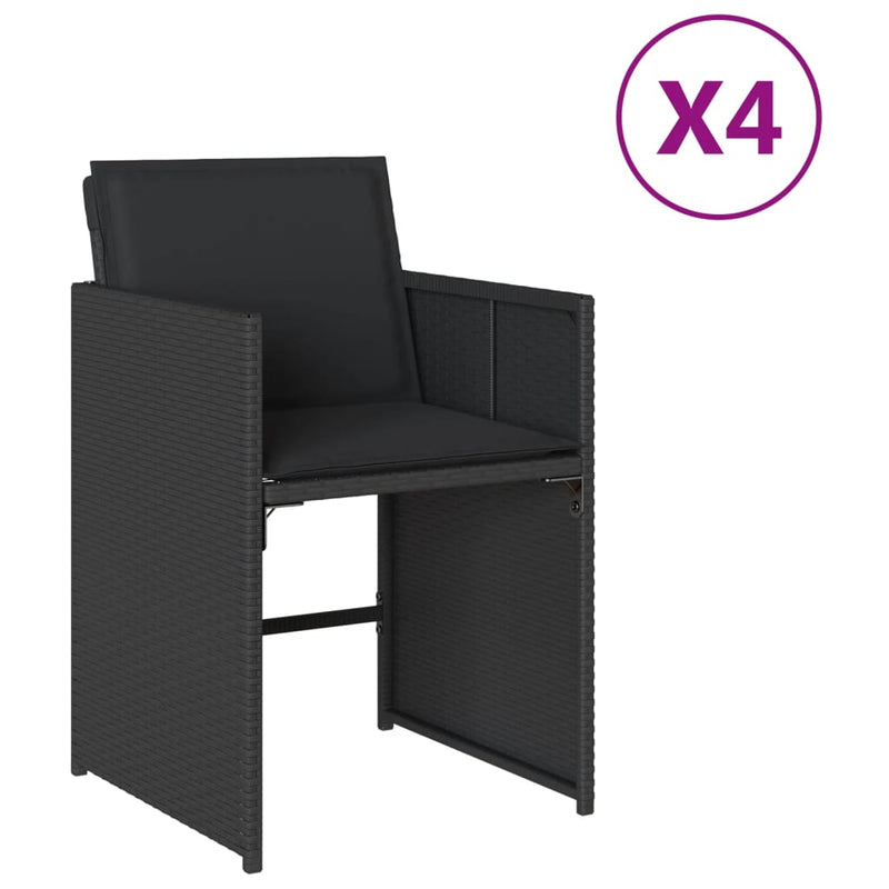 vidaXL 4 db fekete polyrattan kerti szék párnával