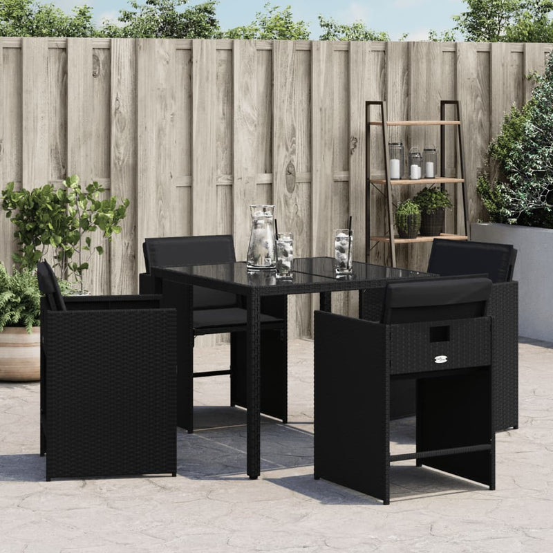 vidaXL 4 db fekete polyrattan kerti szék párnával