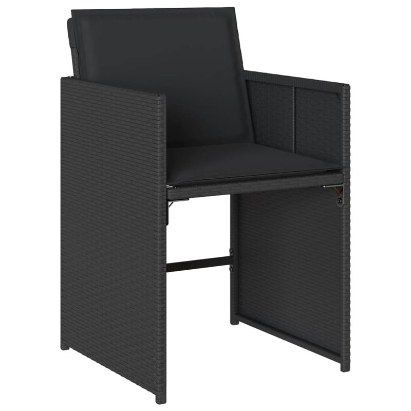 vidaXL 4 db fekete polyrattan kerti szék párnával