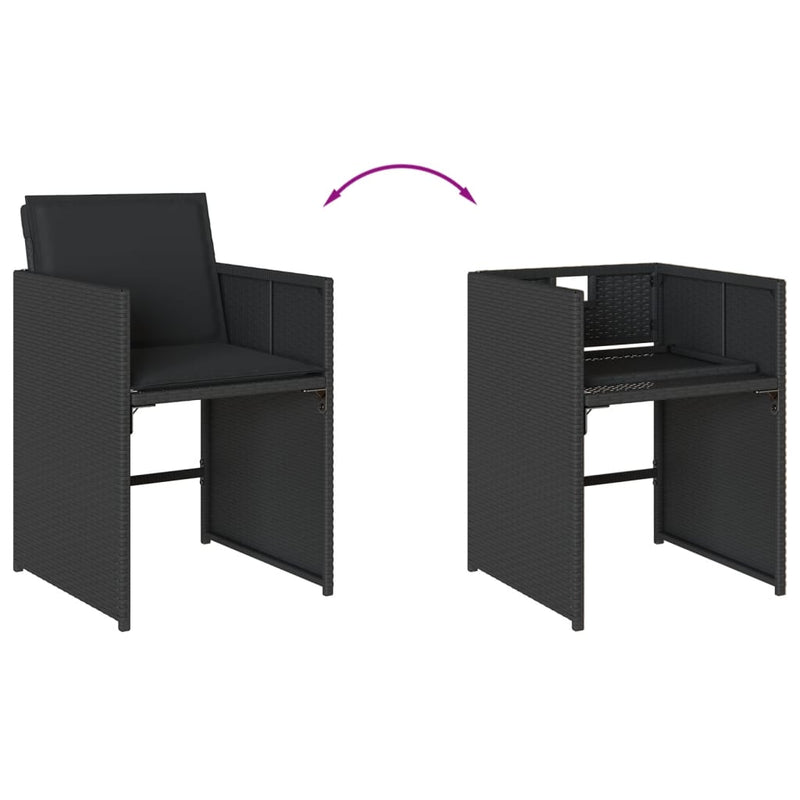 vidaXL 4 db fekete polyrattan kerti szék párnával