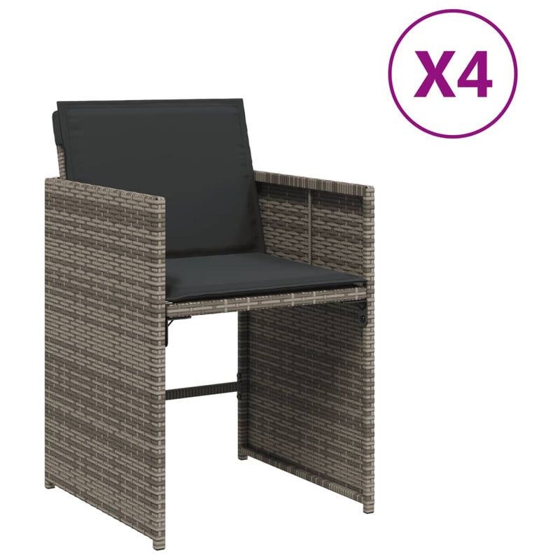 vidaXL 4 db szürke polyrattan kerti szék párnával