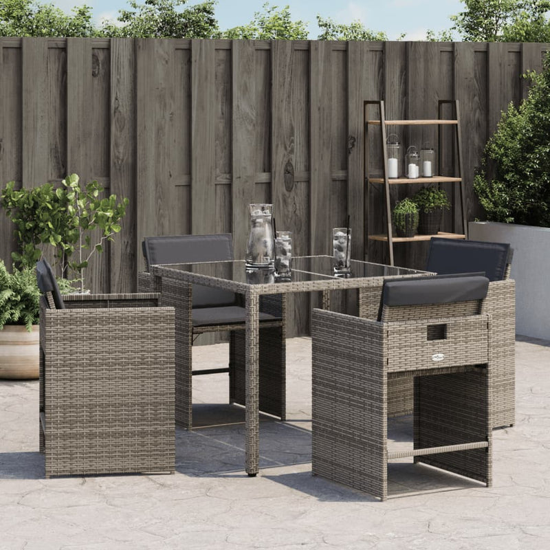 vidaXL 4 db szürke polyrattan kerti szék párnával