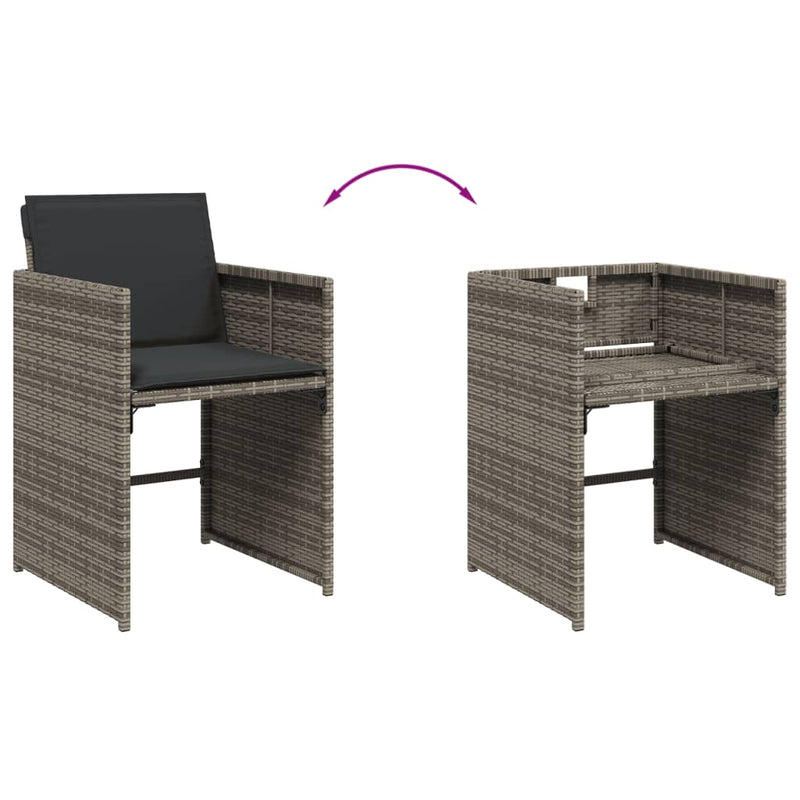 vidaXL 4 db szürke polyrattan kerti szék párnával