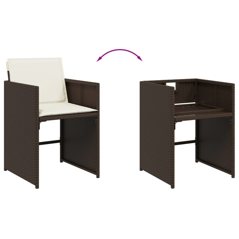 vidaXL 4 db barna polyrattan kerti szék párnával