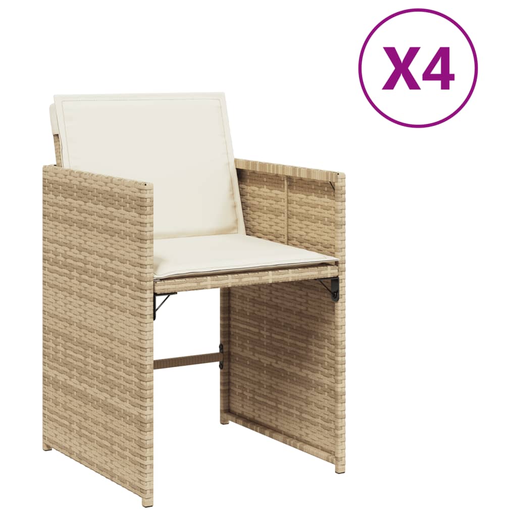 vidaXL 4 db bézs polyrattan kerti szék párnával