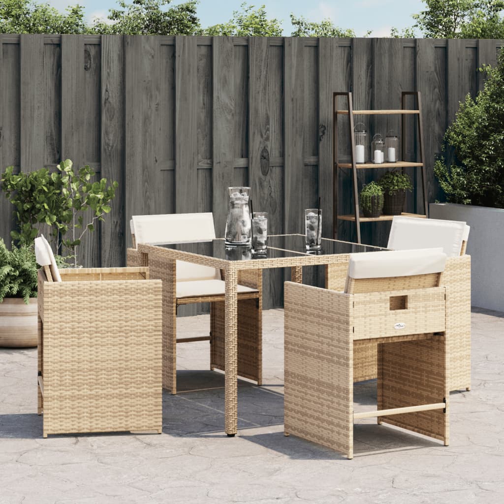 vidaXL 4 db bézs polyrattan kerti szék párnával