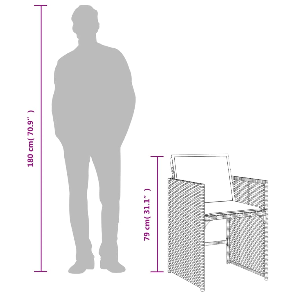 vidaXL 4 db bézs polyrattan kerti szék párnával