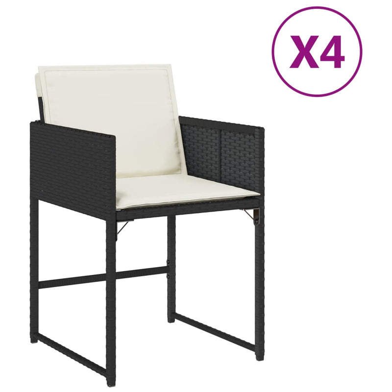 vidaXL 4 db fekete polyrattan kerti szék párnával