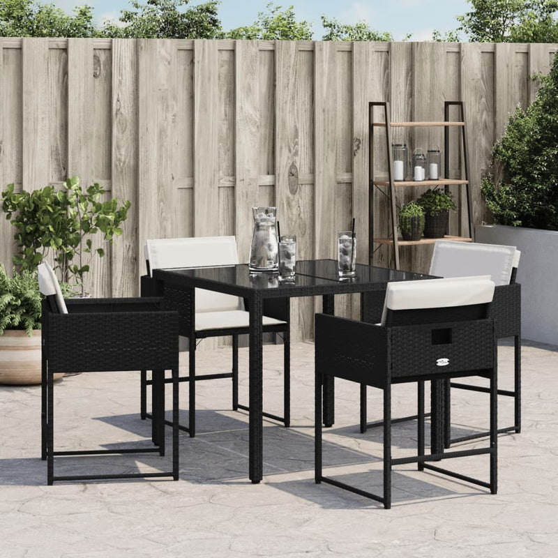 vidaXL 4 db fekete polyrattan kerti szék párnával