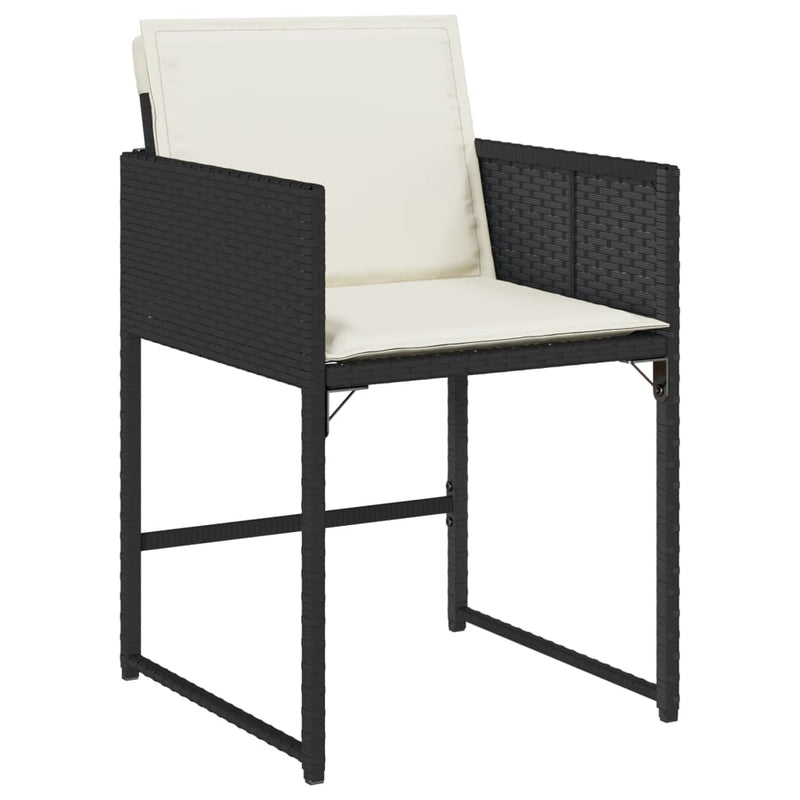 vidaXL 4 db fekete polyrattan kerti szék párnával