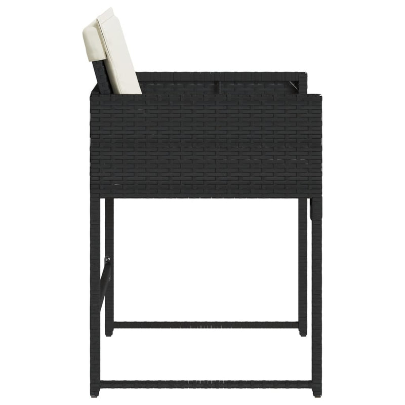 vidaXL 4 db fekete polyrattan kerti szék párnával