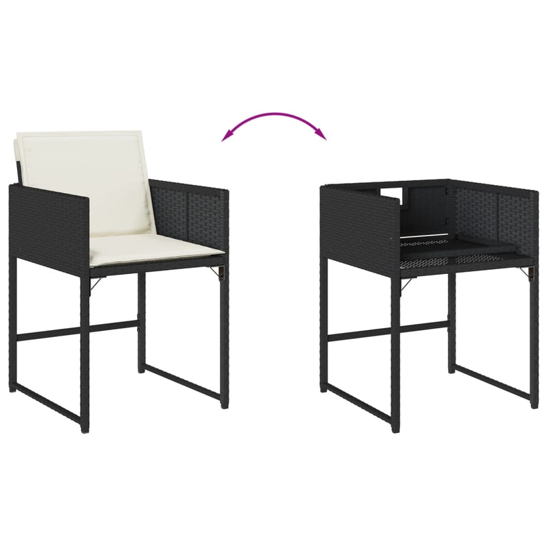 vidaXL 4 db fekete polyrattan kerti szék párnával