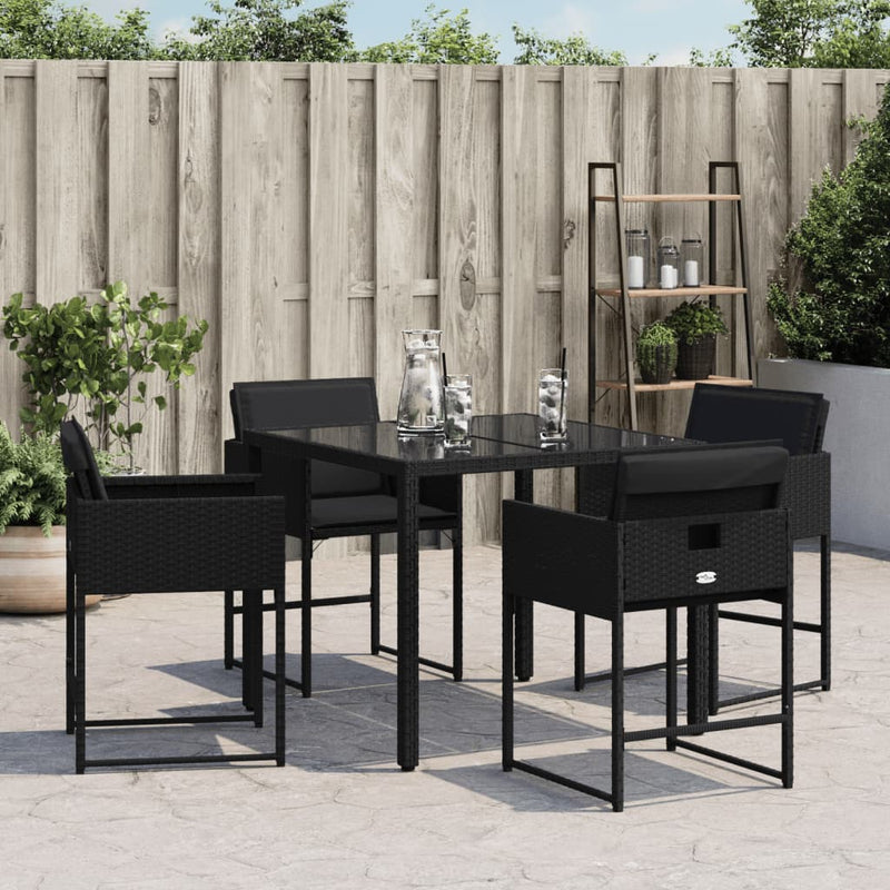vidaXL 4 db fekete polyrattan kerti szék párnával