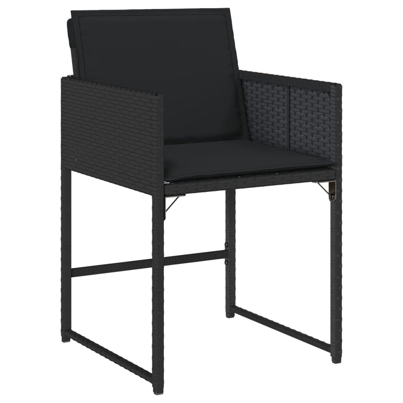 vidaXL 4 db fekete polyrattan kerti szék párnával