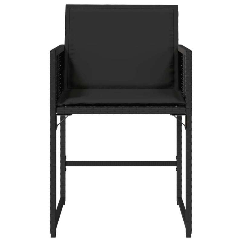 vidaXL 4 db fekete polyrattan kerti szék párnával