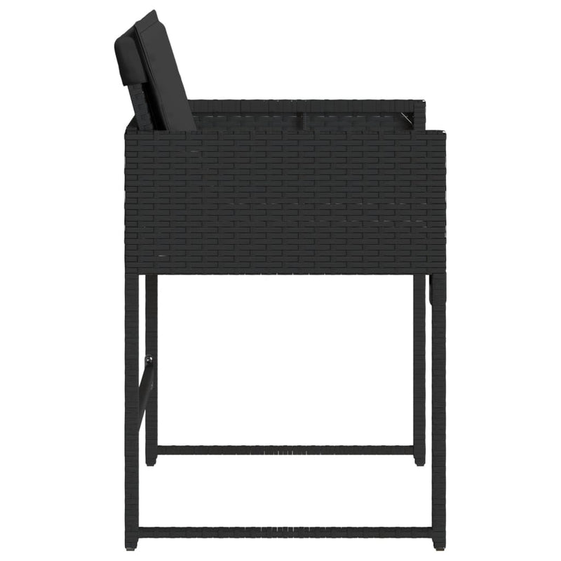 vidaXL 4 db fekete polyrattan kerti szék párnával