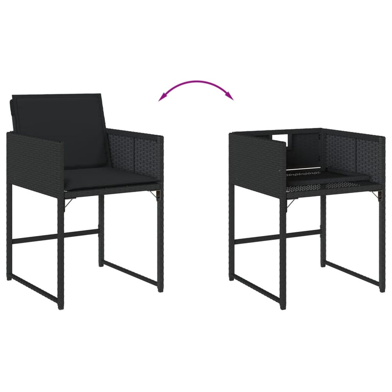 vidaXL 4 db fekete polyrattan kerti szék párnával