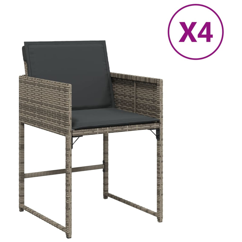 vidaXL 4 db szürke polyrattan kerti szék párnával