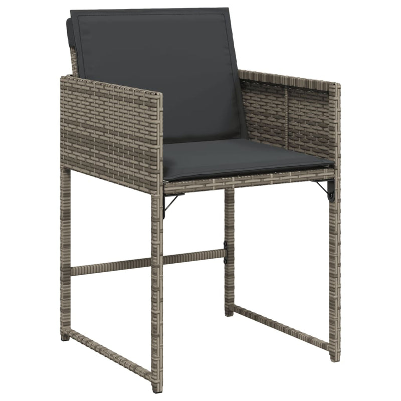 vidaXL 4 db szürke polyrattan kerti szék párnával